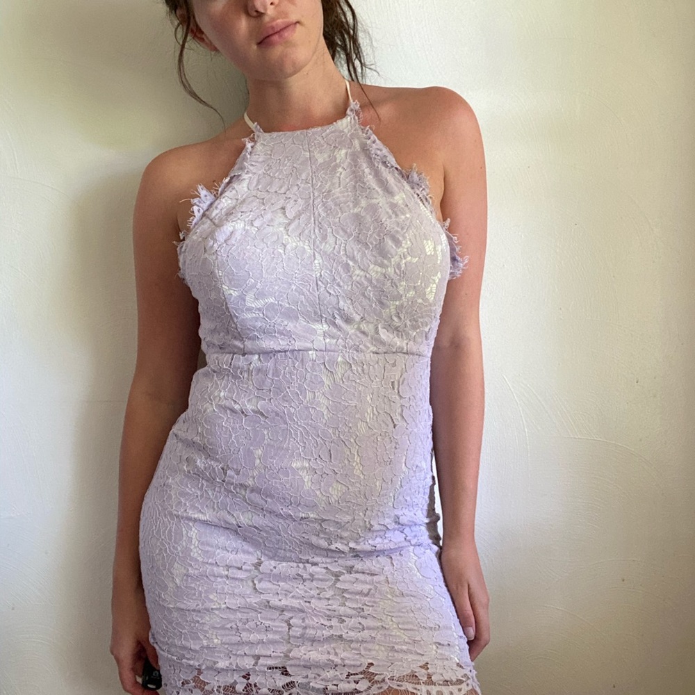Lilac lace mini dress
